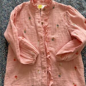 Boden Pink Floral Kids Blouse girls 6-7 122 cm